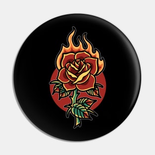 burning rose tshirt Pin