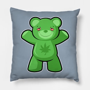 green weed gummy bear Pillow