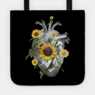 anatomical heart sunflowers cardiac nurse Tote