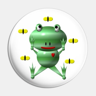 Cute Frog with Flies Pin