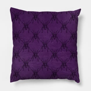 Creepy Crawly Spiders on Purple Pillow