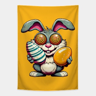 Hypnotic Easter Bunny T-Shirt – Comical Swirly-Eyed Rabbit Tee Tapestry