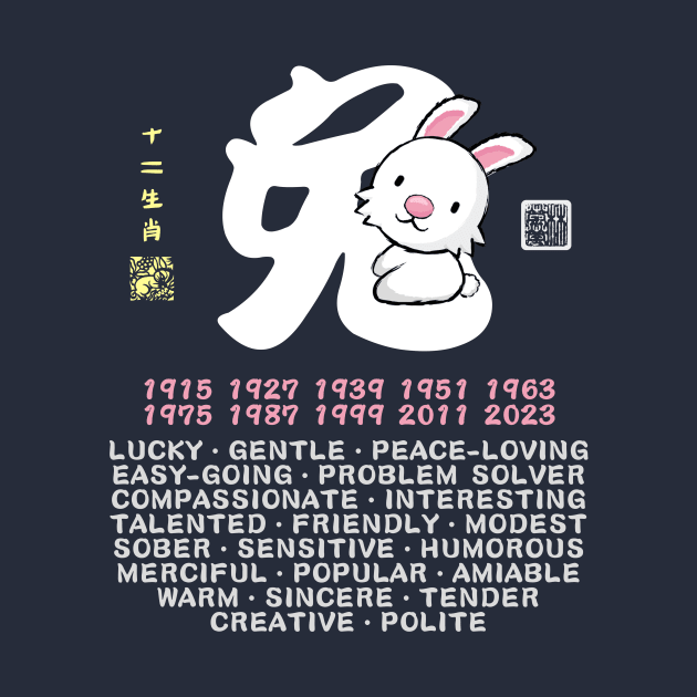 CUTE RABBIT CHINESE ZODIAC ANIMAL PERSONALITY TRAIT by porcodiseno