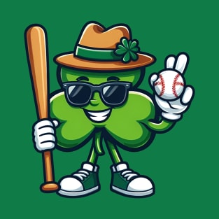 Shamrock Baseball Funny St Patricks Day Boys Kids T-Shirt