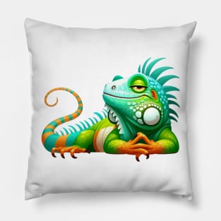 Sassy Iguana Illustration Pillow