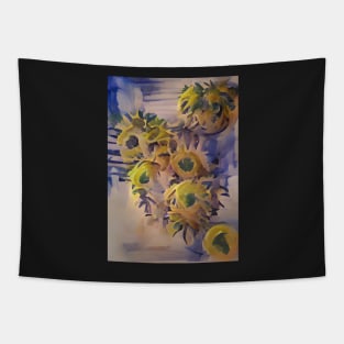 DREAMY WATERCOLOR SUNFLOWER LILAC BACKGROUND Tapestry