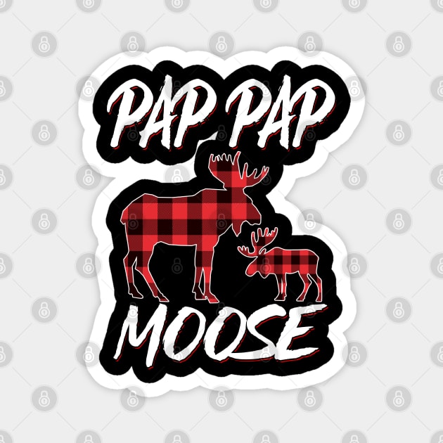 Red Plaid Pap Pap Moose Matching Family Pajama Christmas Gift Magnet by intelus