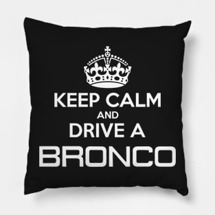 Keep Calm Bronco, White Print Pillow
