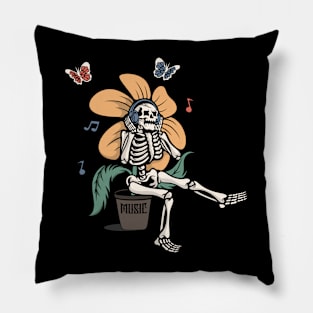 Music and Flower, Flowers and Music, Skeleton and Music Pillow