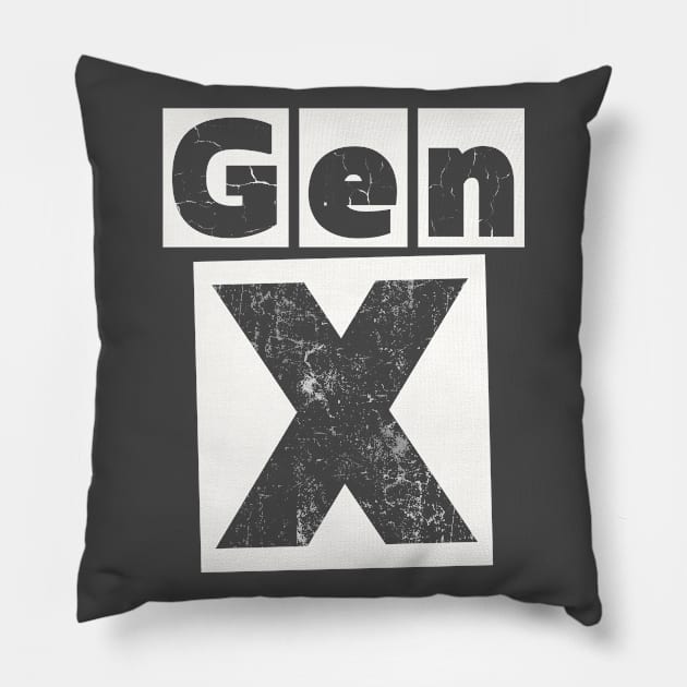 GEN X - A Little Distressed but Still a Fine Vintage Pillow by TJWDraws