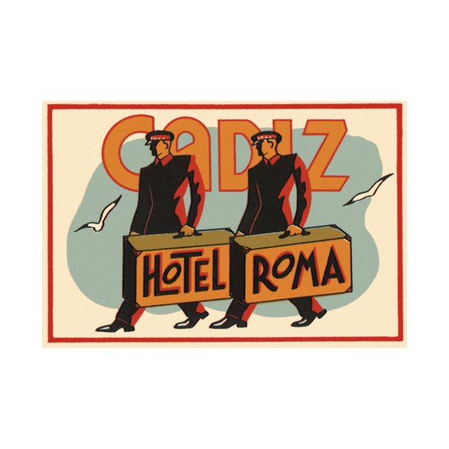 Vintage Travel Poster, Hotel Roma in Cadiz, Spain by MasterpieceCafe