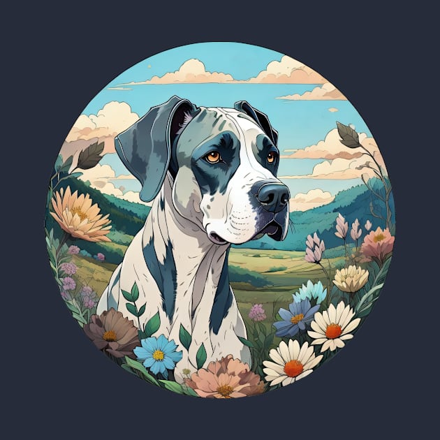 Harlequin Great Dane Landscape by Pet And Petal