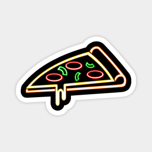 Neon Pizza Slice Magnet