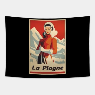 La Plagne, France, Ski poster Tapestry