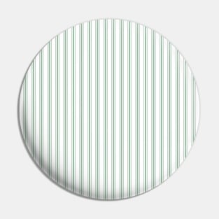 Mattress Ticking Narrow Striped Pattern in Moss Green and White Pin