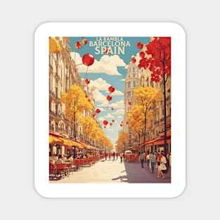 La Rambla Barcelona Spain Travel Tourism Retro Vintage Magnet