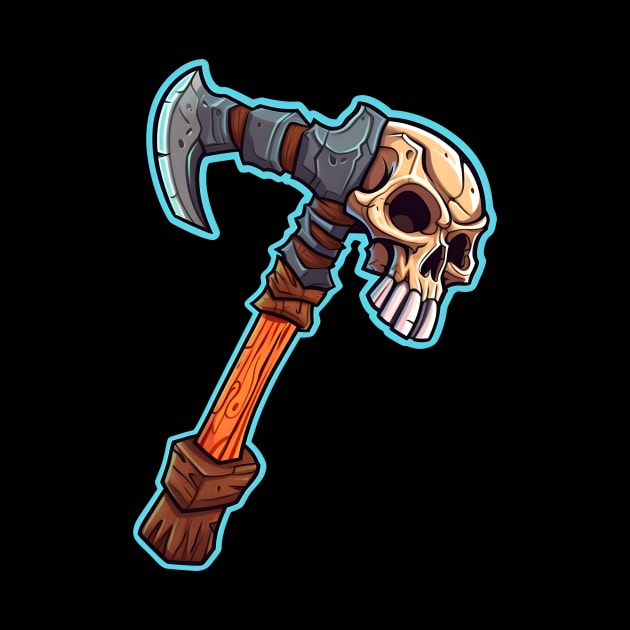 Primitive skull axe, old RPG inspired by Clearmind Arts