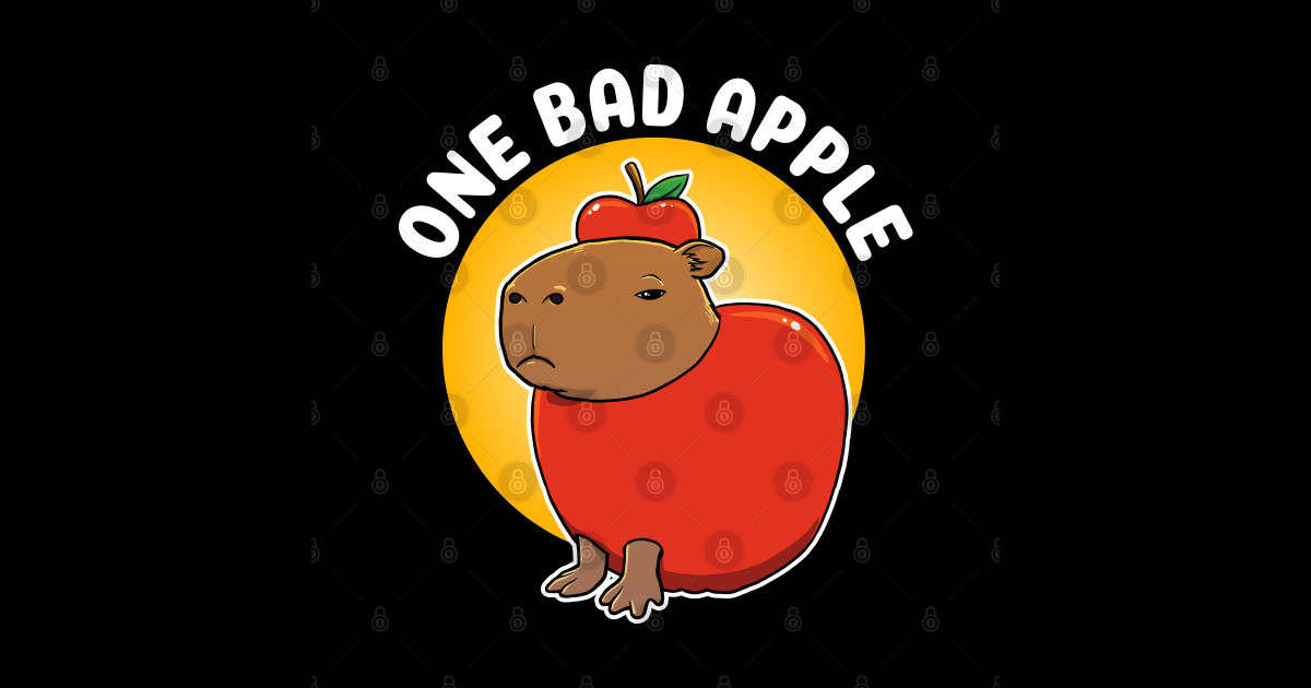 One Bad Apple Capybara Cartoon Bad Apple Sticker Teepublic 