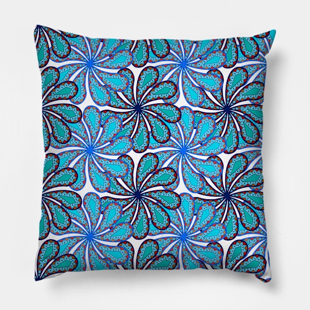 Spinning Paisley Flowers in Two Colors Pillow by JaqiW