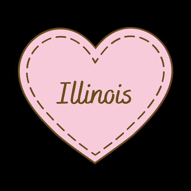 I Love Illinois Simple Heart Design by Word Minimalism