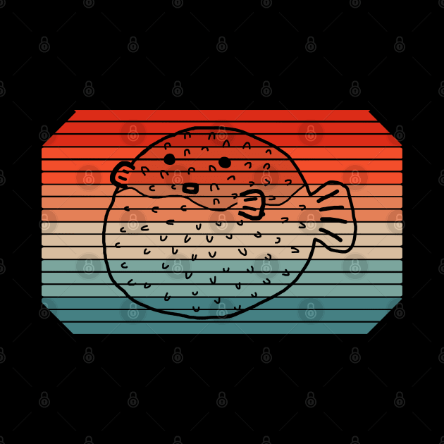 Retro globular puffer fish puffer fish blubb design by FindYourFavouriteDesign