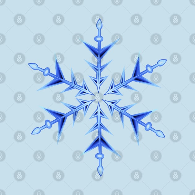 Minimalistic Blue Snowflake Hand Drawn Art by taiche