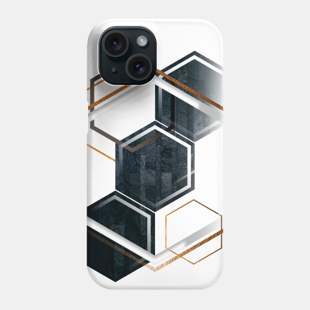 Geometric Hexagon Composition with Gold and Stone Phone Case by OurSimpleArts