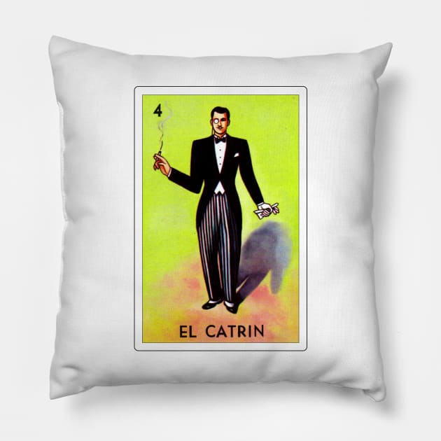 Mexican Loteria Art - El Catrin Pillow by HispanicStore