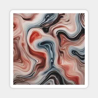Red, orange and black suminagashi marble pattern Magnet
