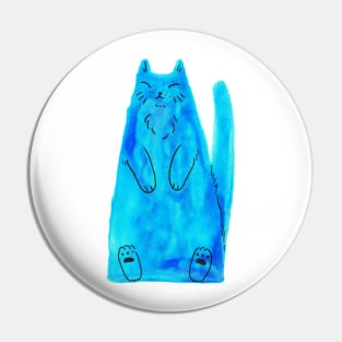 Blue Watercolor Triangle Cat Pin