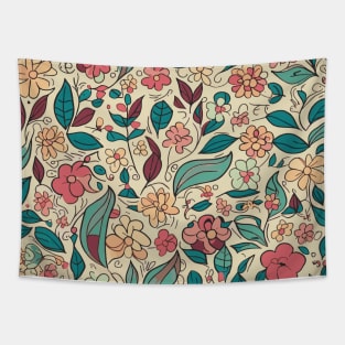 Floral Pattern Colorful Cartoon: Bloomin' Cartoon Extravaganza Tapestry