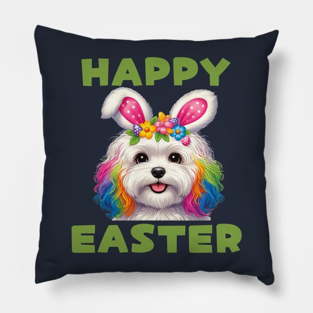 Maltipoo Easter Bunny Pillow by BukovskyART