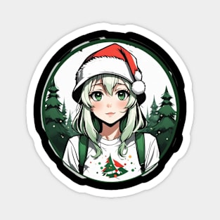 Green haired anime girl in red hat Magnet