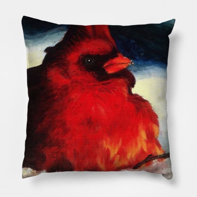 Cardinal Painting Pillow by Lady Lilac