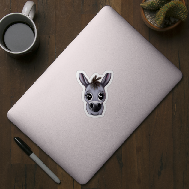 Cute Donkey Drawing - Cute Donkey - Sticker