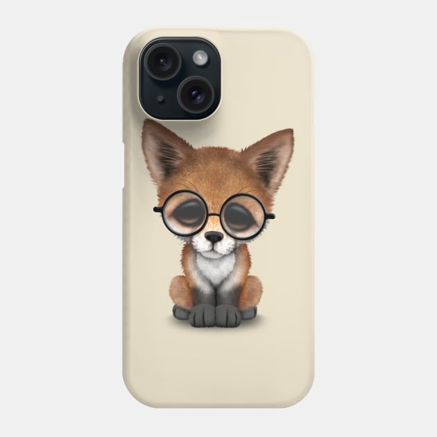 Cute Red Fox Cub Wearing Glasses Phone Case by jeffbartels