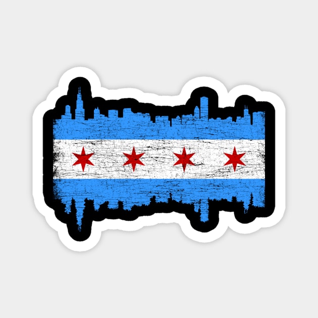 Chicago City Flag Skyline Vintage Retro Magnet by zurcnami