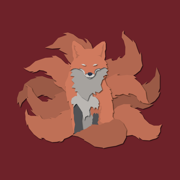 9 Tails Kitsune (Papercut Illustration) - Kitsune Fox - Phone Case ...