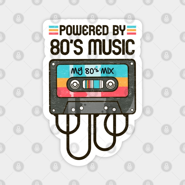 Powered by 80s Music: Colorful Retro Cassette Tape Magnet by TwistedCharm