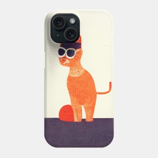 Friedrichshain Cat Retro Poster Vintage Art Cat Wall Orange Ball Illustration Phone Case