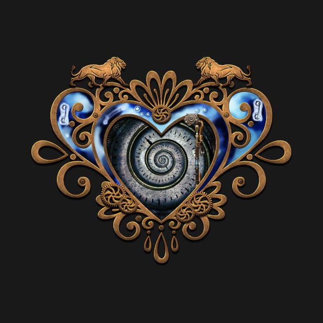 Wonderful steampunk heart with clocks gears and lion by Nicky2342