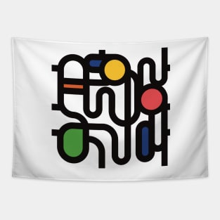 Abstract pattern in futuristic stylewith black lines and some colors Tapestry