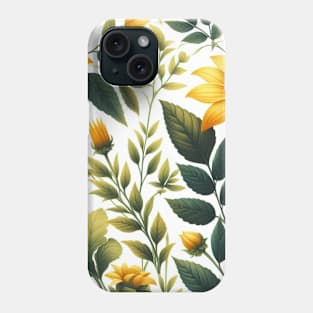 Yellow Flower Green Leaves Phone Case