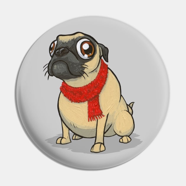Pug in a Scarf Pin by joehavasy
