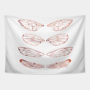 Insect Wings Rose Gold - Butterfly, Moth, Cicada, and Dragonfly Tapestry