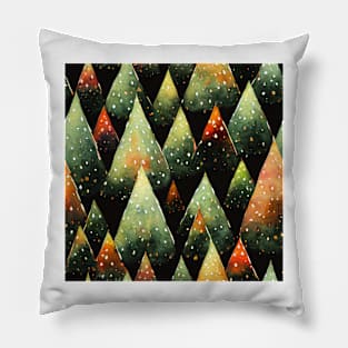 Retro Christmas Tree with Lights Watercolor Seamless Design Pillow