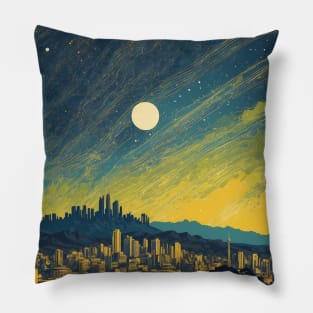 Belo Horizonte Starry Night Brazil Vintage Tourism Travel Poster Pillow