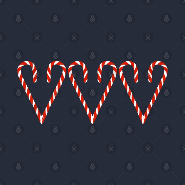 Christmas Candy Cane Three Hearts by ellenhenryart