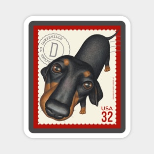 Cute Funny Doxie Dachshund Dog Postage Stamp Design Magnet