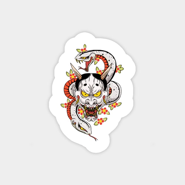 Goro Majima Hannya Tattoo (Front) Magnet by tsukyuo